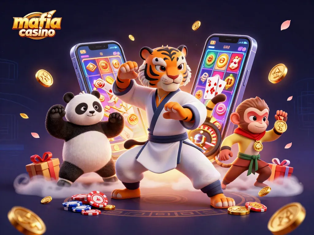 Engage with mafia casino gameplay featuring vibrant 3D characters and dynamic gambling elements.